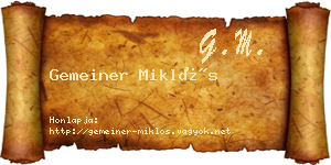 Gemeiner Miklós névjegykártya